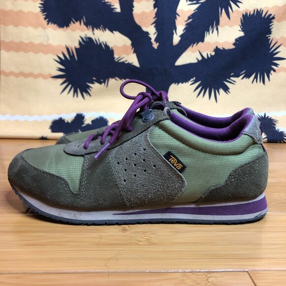 Teva Women's 84's Highside Vintage Style Size 9 Shoes Olive Green Purple Trail - Picture 1 of 10
